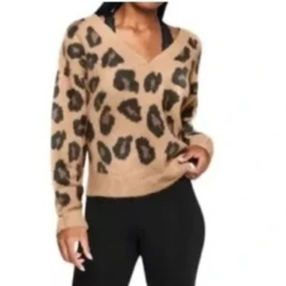 PINK Victoria Secret Reversible Leopard Print Sweater